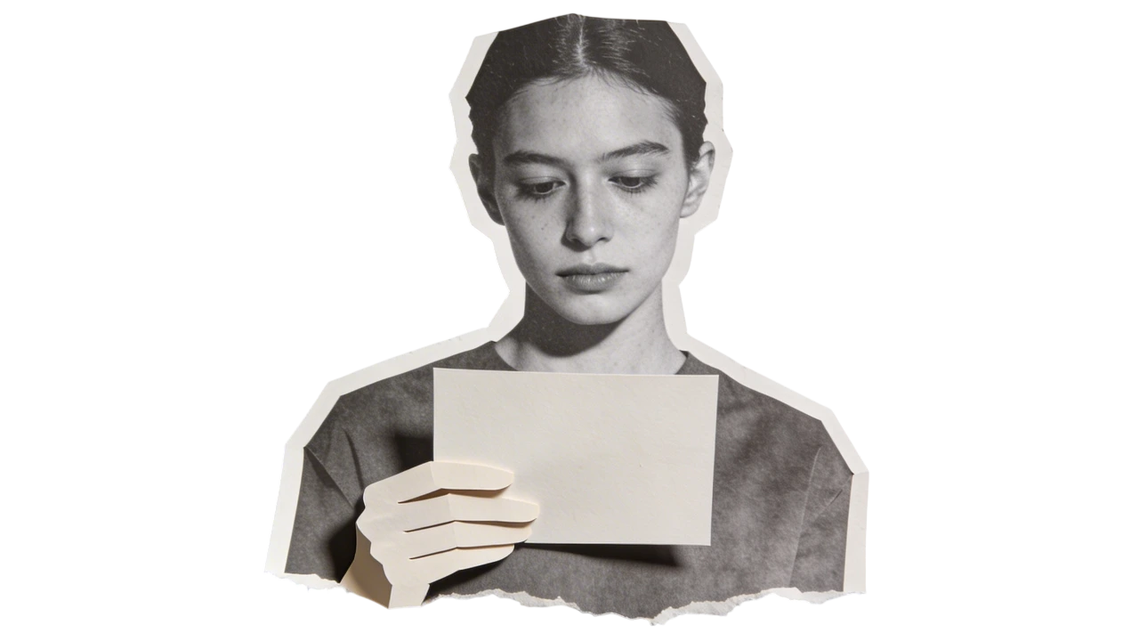 Collage of a person reading a card