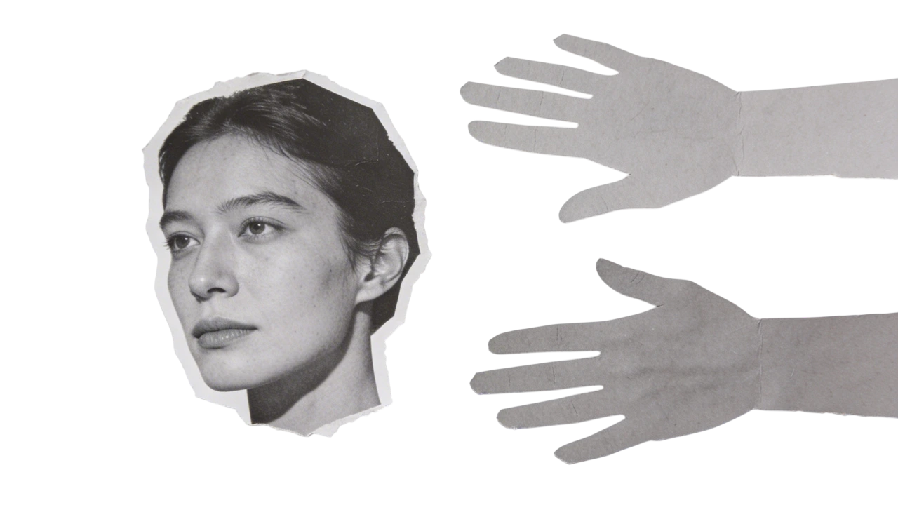 Collage of a portrait with helping hands
